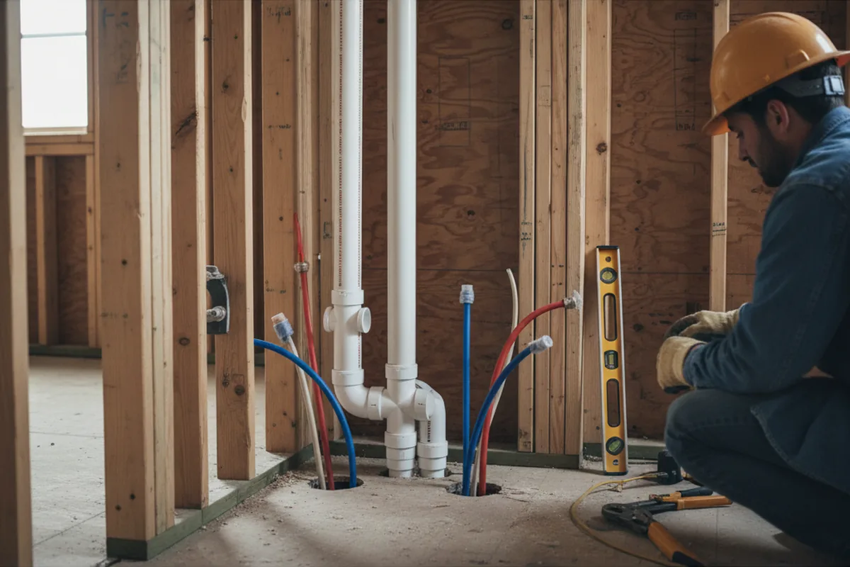 Drain and supply rough-in during Leak Detection in Sidman